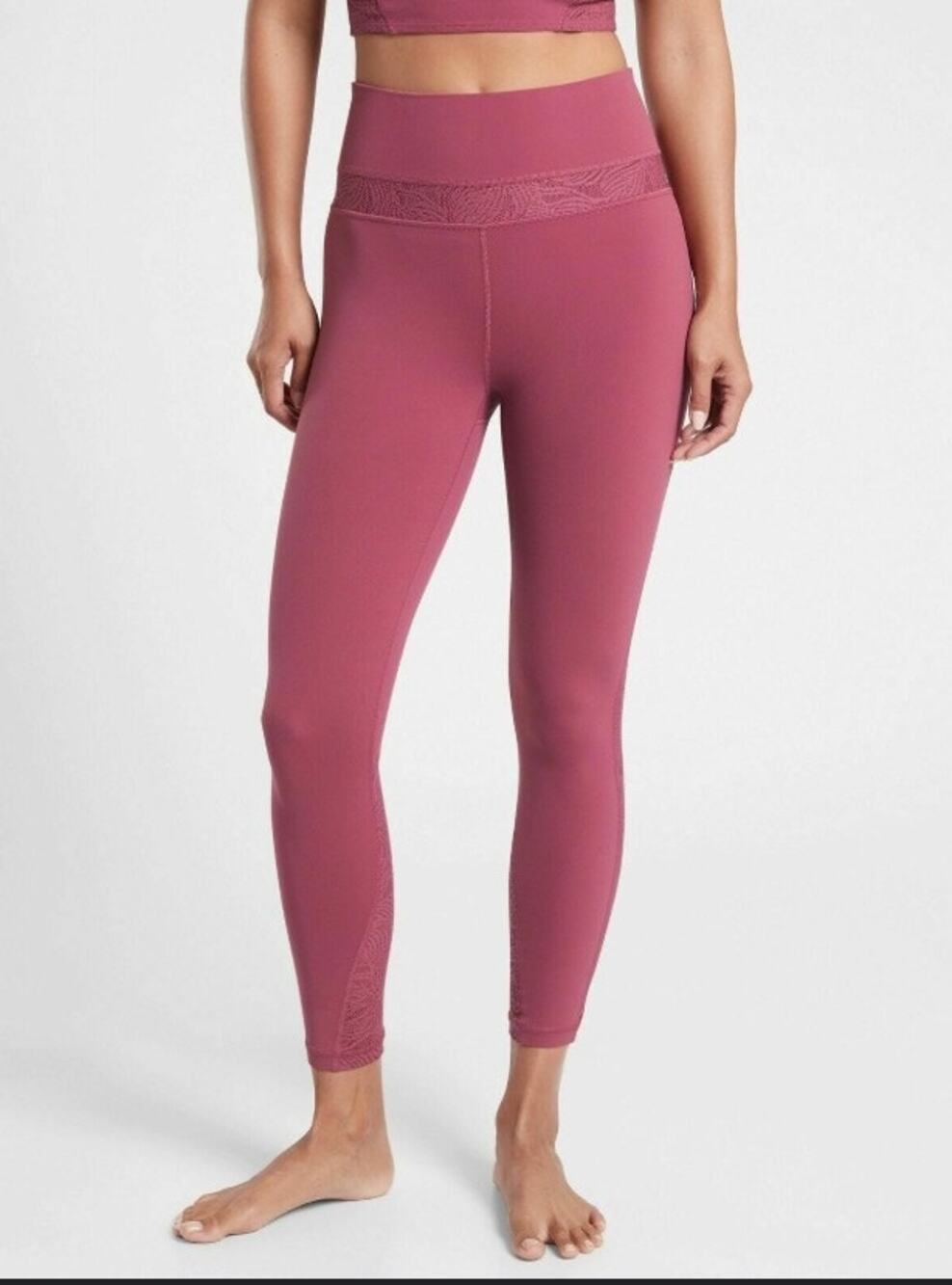ATHLETA Luxe Mesh Tights Leggings Victorian Berry XS